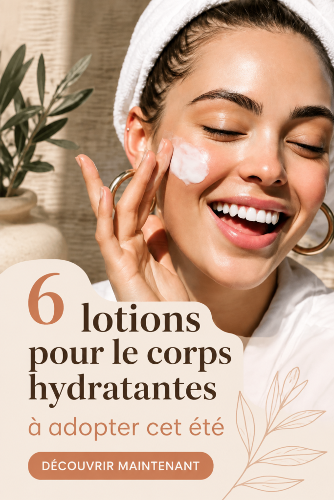 Bouteilles de lotions hydratantes pour le corps estivales sur une table en bois