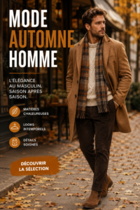Homme en manteau tendance d'automne, prêt pour la saison