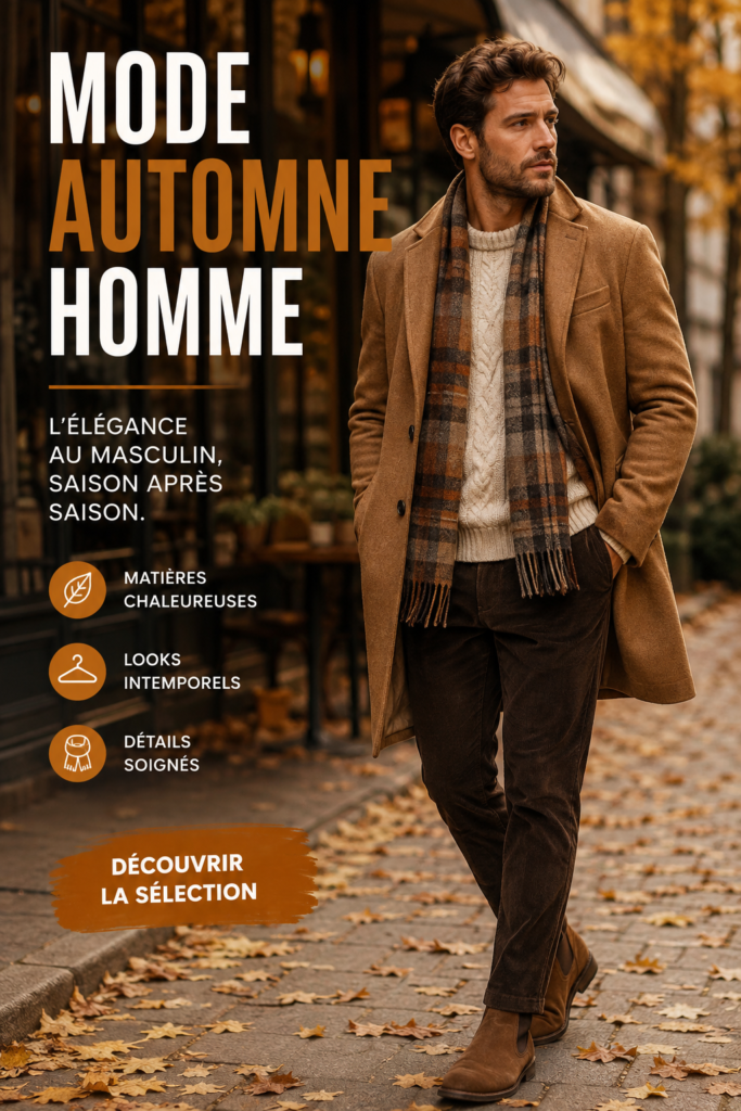 Homme en manteau tendance d'automne, prêt pour la saison