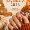 Exemples de nail art automnal avec des couleurs chaudes et des motifs stylisés.