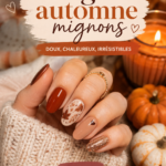 Ongles d'automne ornés de couleurs chaudes et motifs délicats