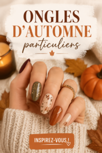 Des ongles aux couleurs automnales avec un design élégant.