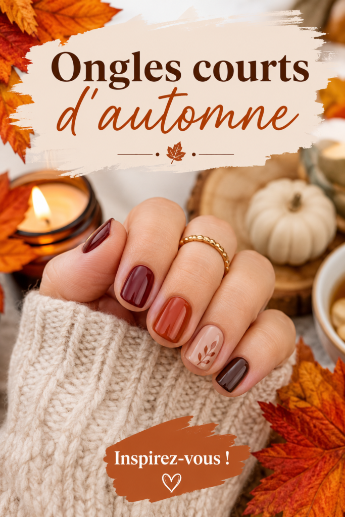 Création d'un look d'ongles courts avec des couleurs automnales