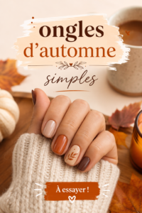 Design d'ongles d'automne avec des couleurs chaudes et motifs de feuilles