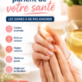 Image d'ongles en bonne santé, avec un vernis coloré, illustrant le lien entre beauté et santé.