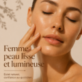 Femme avec une peau éclatante et lumineuse, mettant en valeur sa beauté naturelle.