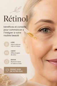 Femme souriante utilisant un produit de soin à base de rétinol pour sa routine beauté.