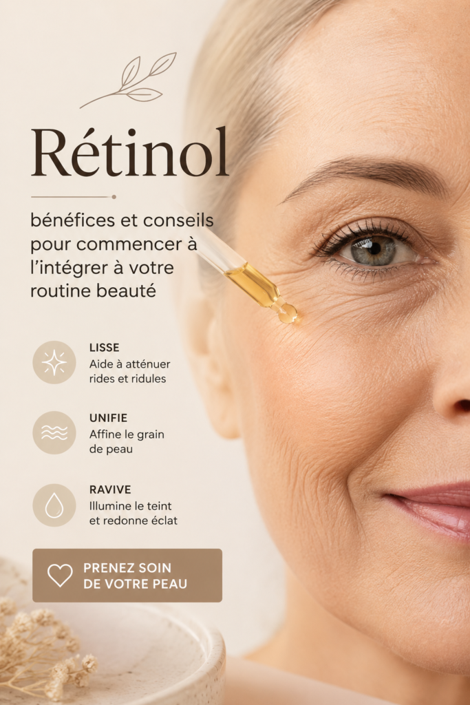 Femme souriante utilisant un produit de soin à base de rétinol pour sa routine beauté.