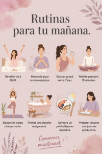 Une femme relaxée prenant un petit déjeuner sain et méditant le matin