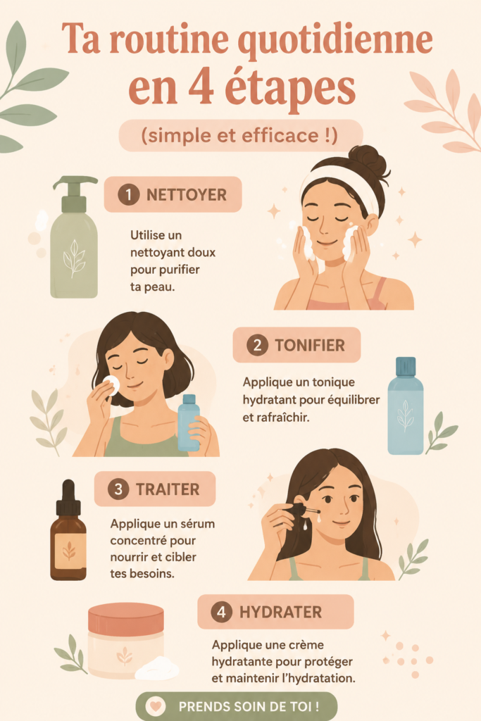Femme appliquant une crème de beauté dans une ambiance chaleureuse chez elle.