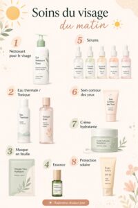 Femme appliquant des soins du visage pour une routine quotidienne lumineuse