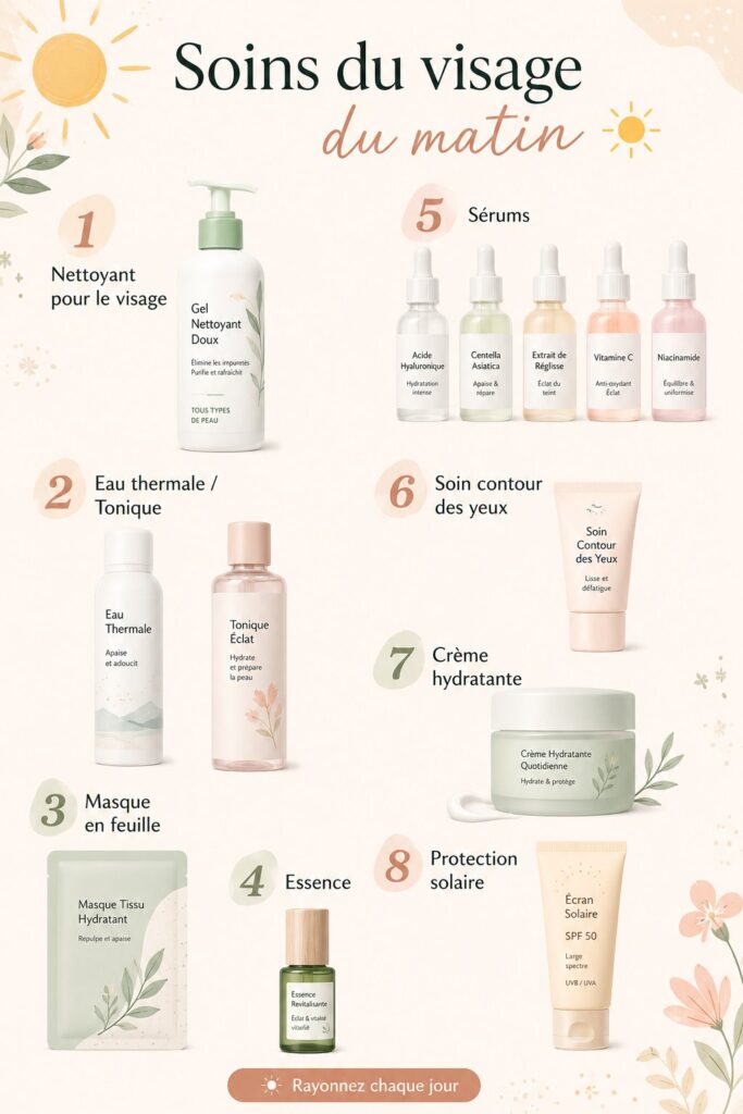 Femme appliquant des soins du visage pour une routine quotidienne lumineuse