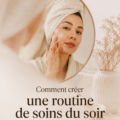 Femme appliquant une crème de nuit sur son visage dans une ambiance relaxante
