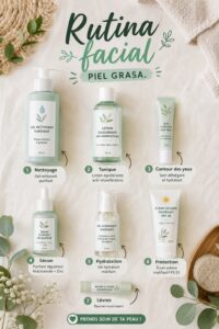 Femme appliquant une crème sur son visage avec une peau grasse éclatante.