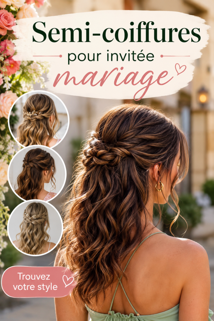 Femmes avec des semi-coiffures élégantes pour un mariage