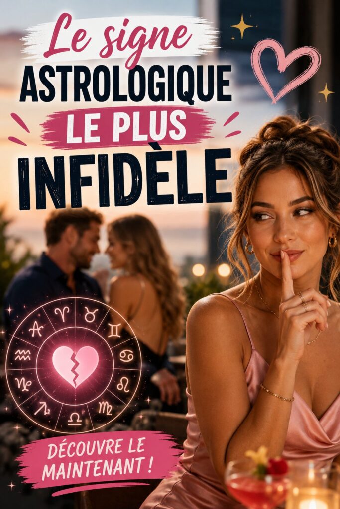 Un graphique coloré représentant les signes astrologiques avec une question sur la fidélité.