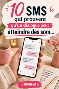 Un téléphone avec des SMS chaleureux affichés sur l'écran