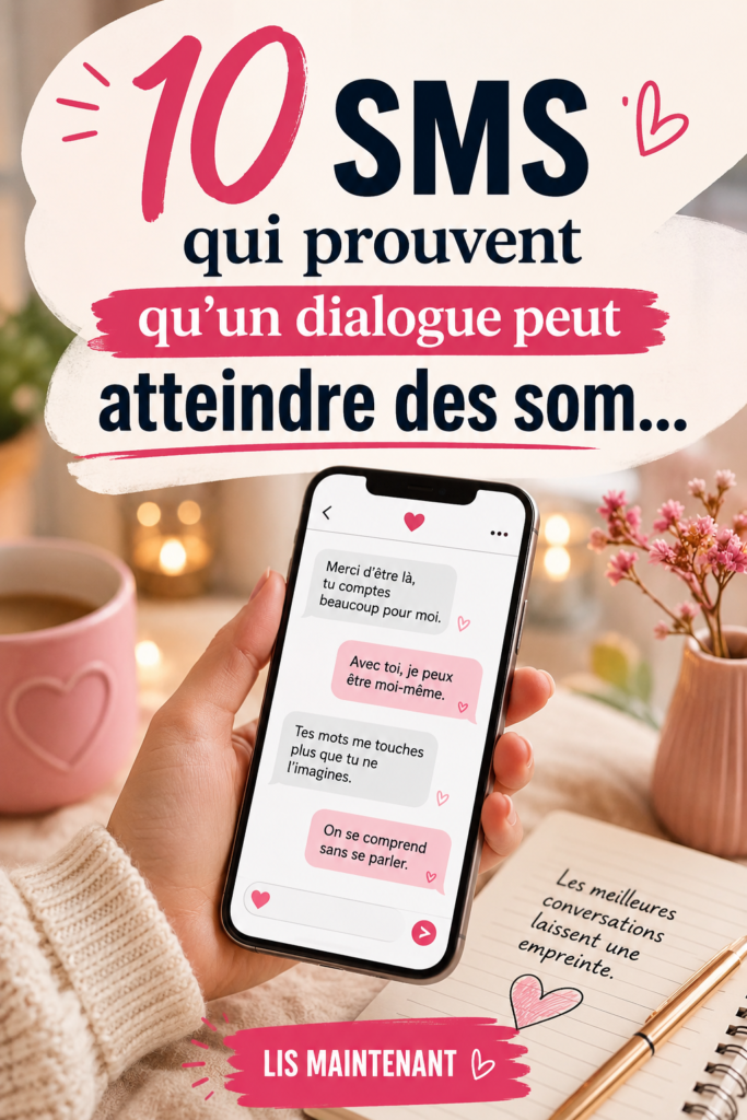 Un téléphone avec des SMS chaleureux affichés sur l'écran