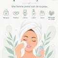 Femme appliquant un masque pour les soins du visage à la maison