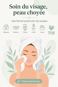 Femme appliquant un masque pour les soins du visage à la maison