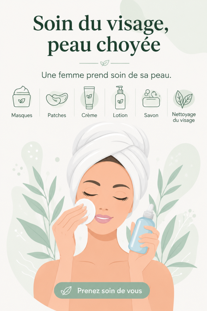 Femme appliquant un masque pour les soins du visage à la maison