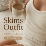 Tenues SKIMS élégantes pour un style café chic, présentant une silhouette moderne et confortable.