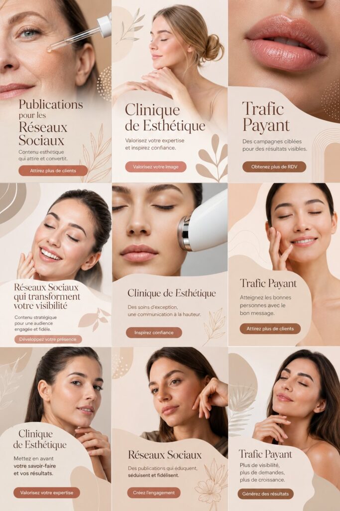 Illustration d'une clinique de beauté avec une stratégie de réseaux sociaux florissante