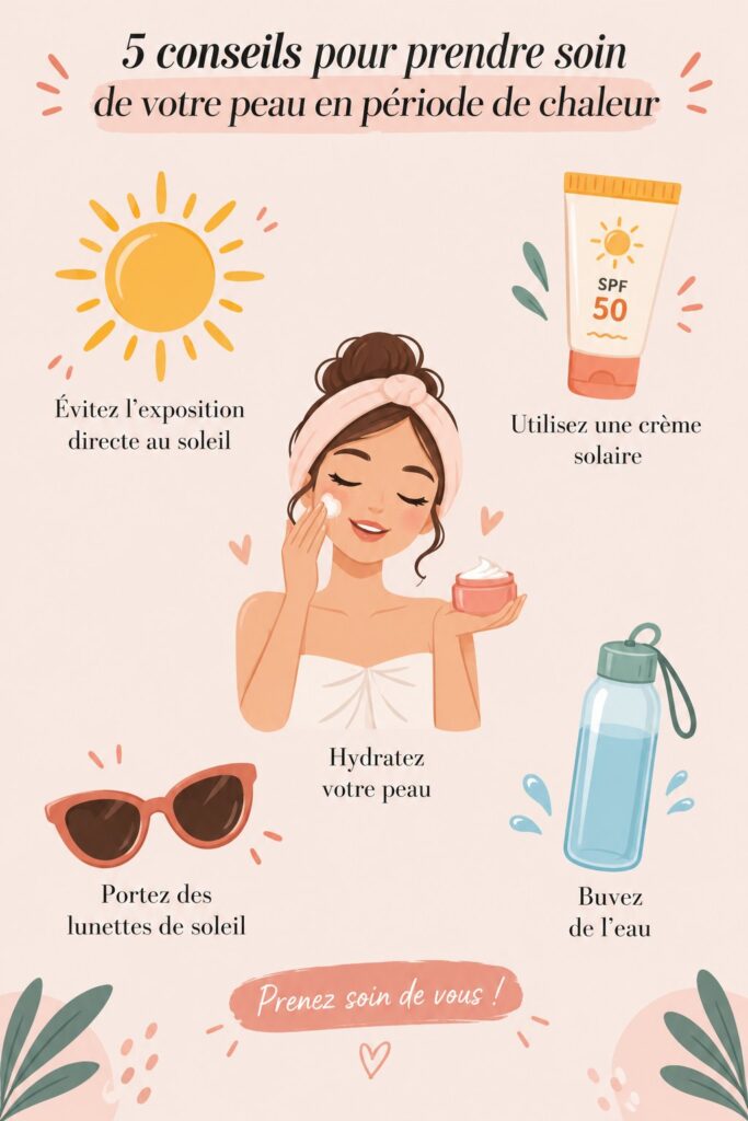 Femme appliquant une crème solaire sur son visage en été pour prendre soin de sa peau.