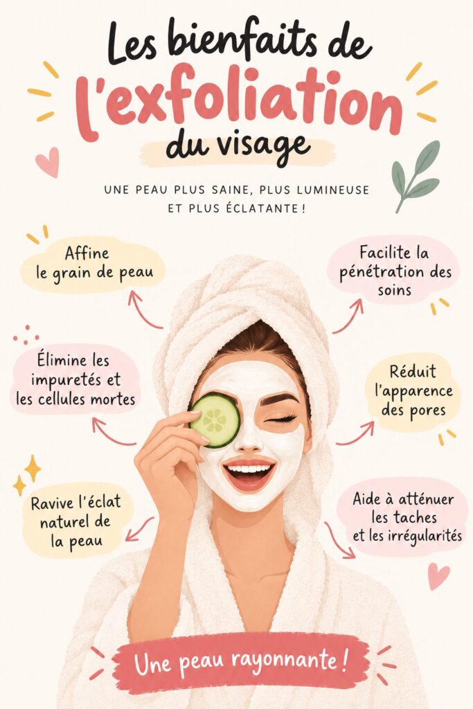 Femme souriante avec une peau radieuse après exfoliation