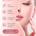 Femme appliquant du maquillage dans un miroir lumineux, souriante