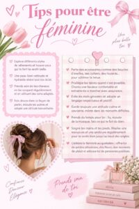 Une femme souriante portant une tenue élégante et féminine, avec des accessoires raffinés.