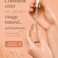 Image d'un sérum facial naturel préparé à la maison, avec des ingrédients frais visibles.