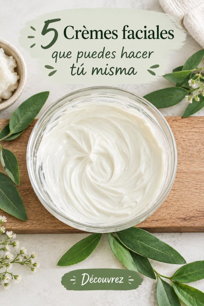Crème faciale maison avec ingrédients naturels et fleurs.