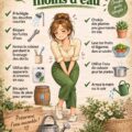 Femme utilisant un arrosoir pour économiser l'eau dans son jardin