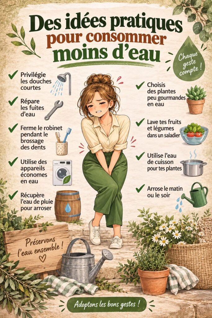 Femme utilisant un arrosoir pour économiser l'eau dans son jardin