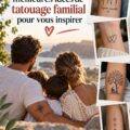 Un montage artistique de tatouages familiaux représentant des symboles de l'amour et de l'unité
