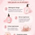 Visuel d'un kit de skincare avec divers produits de soin esthétique.
