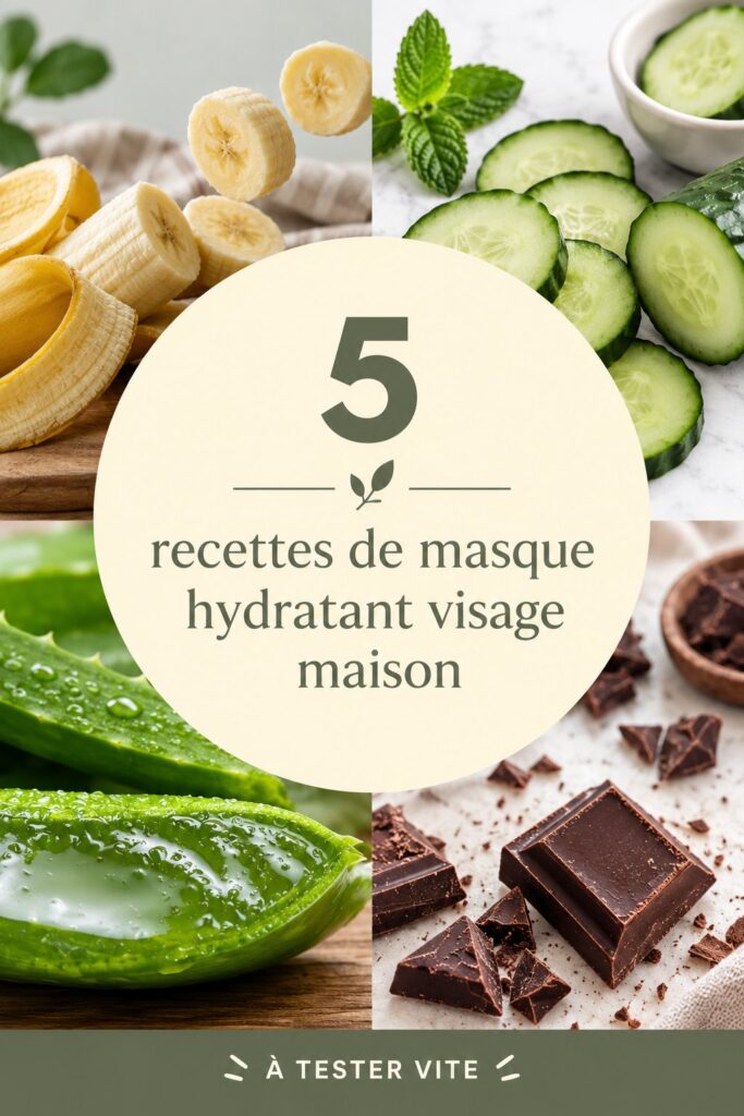 Masques hydratants maison avec des ingrédients naturels sur une table.
