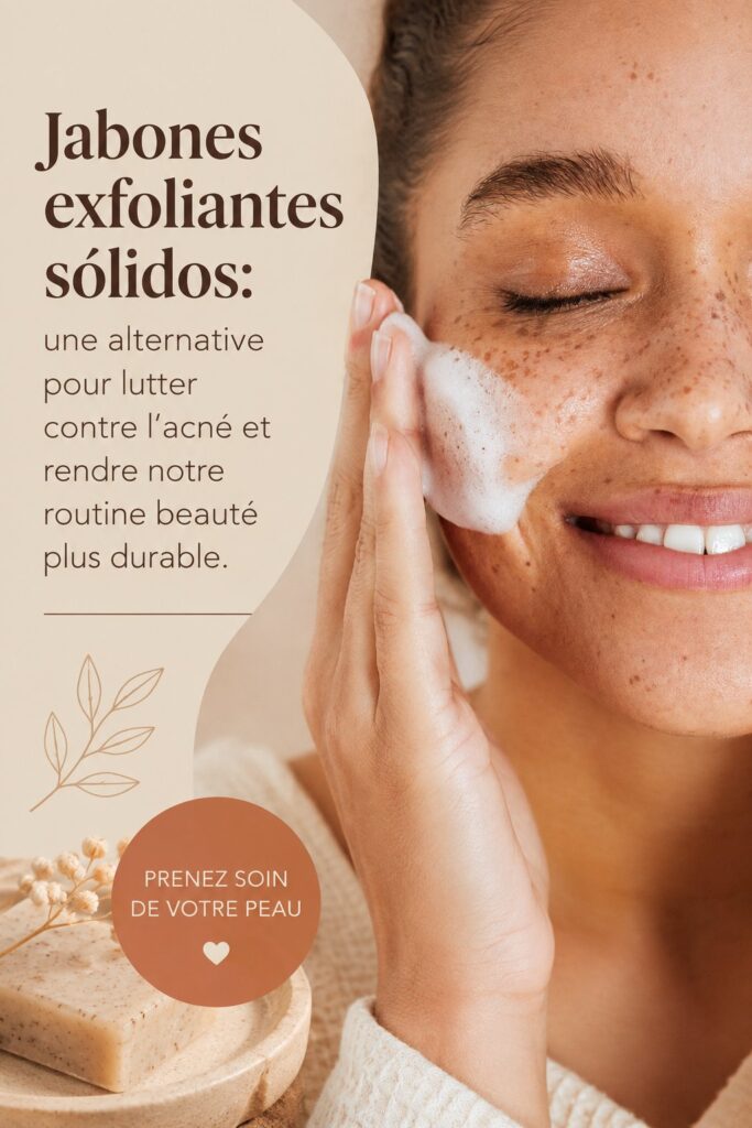 Image de savons solides exfoliants disposés sur une serviette en lin naturelle, mettant en avant leur texture et leurs couleurs.