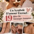 Un collage de tatouages symboliques représentant l'amour éternel.