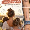Tatouage représentant une famille avec des enfants, évoquant l'amour familial.