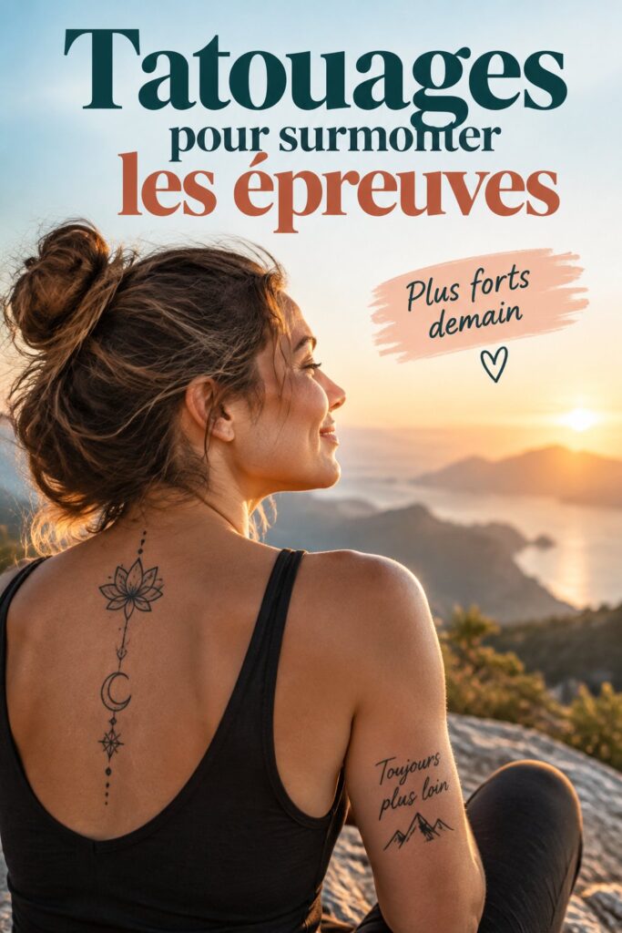Femme montrant un tatouage symbolique sur le bras, évoquant la résilience.