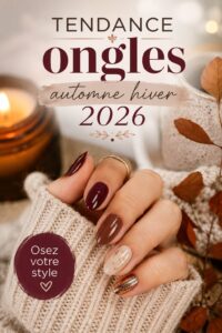 Manucure aux ongles couleurs tendance pour l'automne-hiver 2026, avec des motifs élégants.
